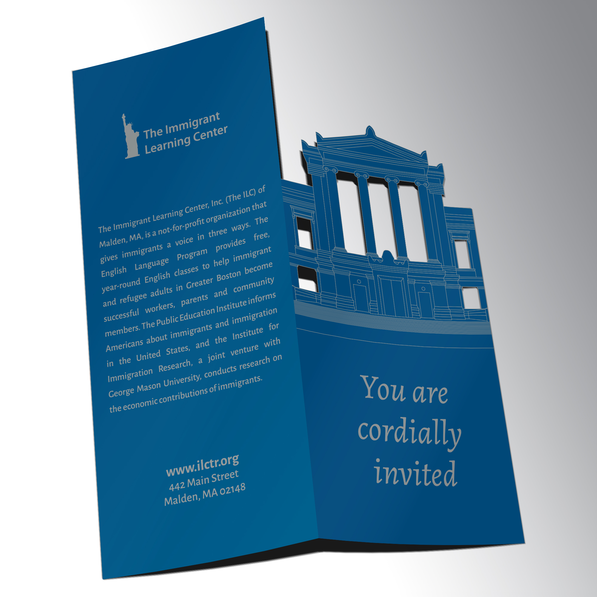 Print invitation for The Immigrant Learning Center's 30th Anniversary Gala.