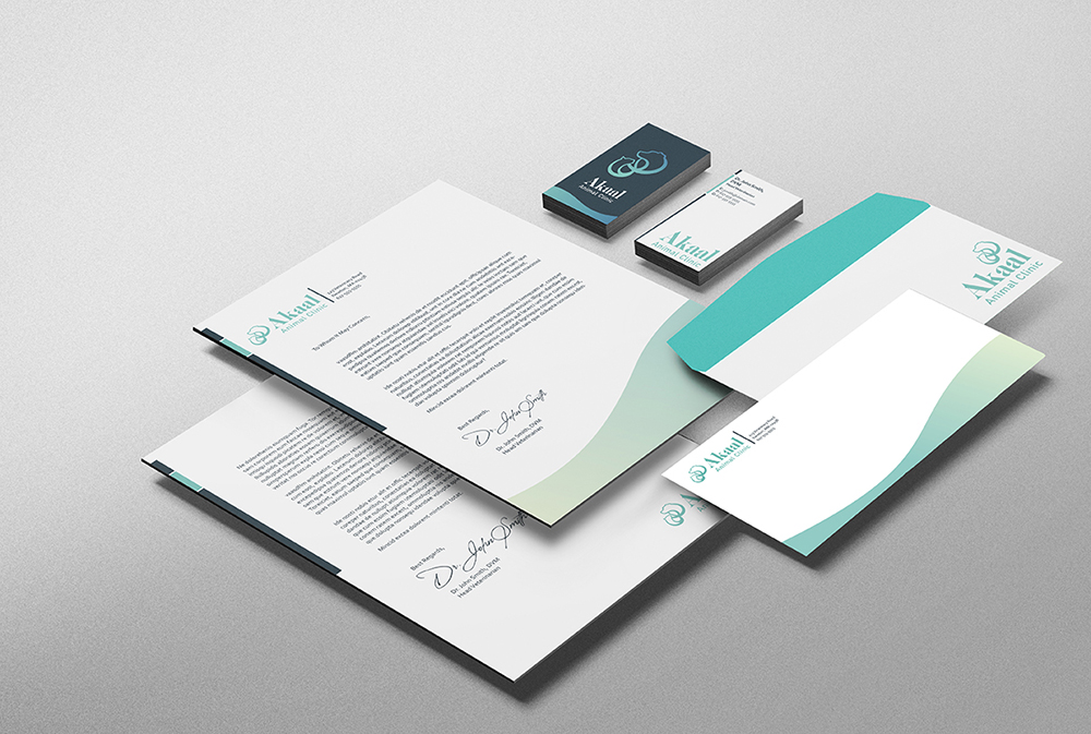 Stationery for Akaal Animal Clinic, a veterinary office.