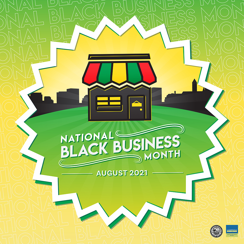 Logo for National Black Business Month. Part of a campaign package for the City of Cambridge Economic Development Department.