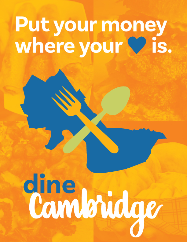 Poster for a campaign to shop local for the City of Cambridge Community Development Department.