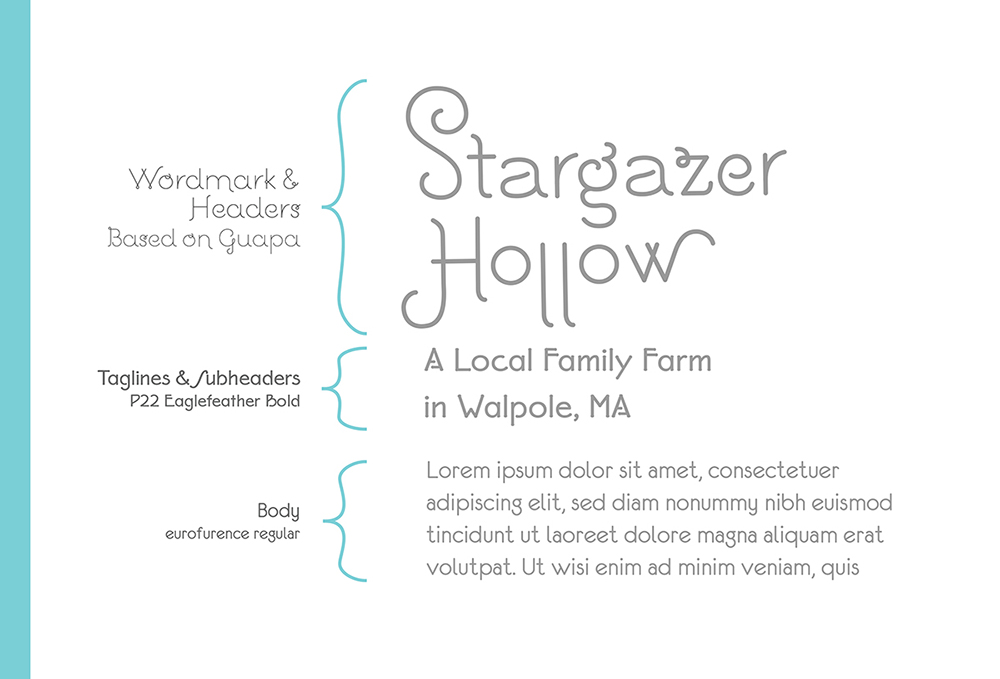 Typography for Stargazer Hollow, a family-owned farm.