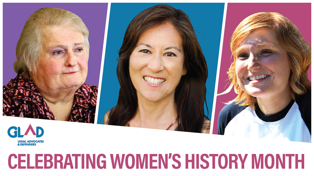 Social media graphic celebrating Women's History Month for GLBTQ Legal Advocates and Defenders (GLAD).